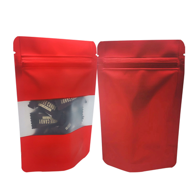 kopen Voedingsmiddel rood aluminium folie opstaande zak met rechthoekig venster met rits online manufacture
