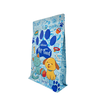 kopen 1.0kg Custom Blue Matte Pet Dog Product Food Packaging Bags Stand Up Flat Bottom Side Gusset Bags met Ziplock online manufacture