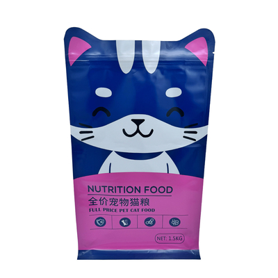 kopen 1.5kg Custom Cat Shape Design Stand Up Flat Box Bottom Pet Cat Food Packaging Bags Pouch met hervergrendelbare rits online manufacture