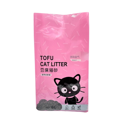 kopen Op maat gerecycleerde roze opstaande platte onderkant kantpakket 3lb 5lb 10lb kattenbak verpakkingszakken met helder raam online manufacture