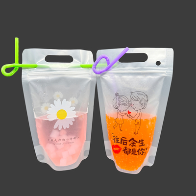 kopen 17 oz terugkoppelbare rits smoothie sap stand-up drinkzakjes met hangende gaten rietjes en trechter online manufacture