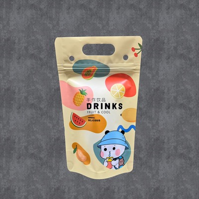 kopen 500 ml Custom Design Summer Iced Cold Drink Pocket Bags met opstaande onderzijde rits en hangende gaten voor verjaardagsfeest online manufacture