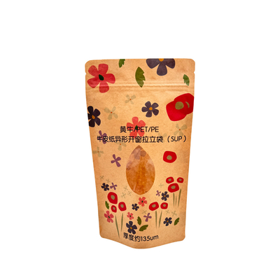 kopen Hervergrendelbare Biodegradable Custom Compostable Pockets Kraft Paper Stand Up Zipper Bag met helder raam online manufacture