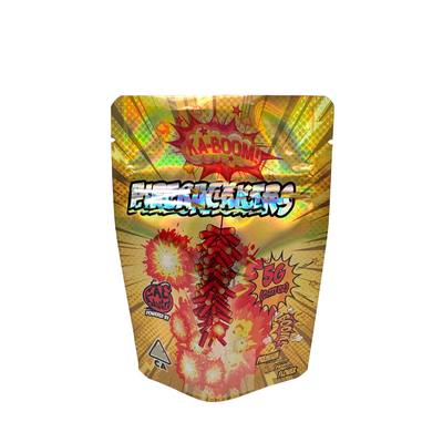 kopen Op maat gemaakte glinsterende holografische tassen Verpakking 3,5 gram Stand-up zak met kind-proof rits online manufacture
