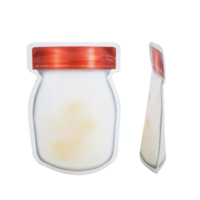 kopen Custom Ziplock Bags Hervergrendelbare Mason Jar Shaped Stand Up Herbruikbare verpakkingszakken met venster voor opslag van voedsel, snacks online manufacture