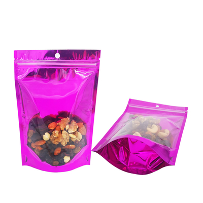 kopen 4x6 inch voorzijde helder raam achterste folie paarse kleur Stand Up Mylar zak zakjes met ziplock voor voedselverpakking online manufacture