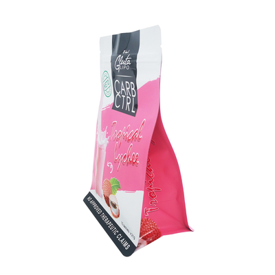 kopen Speciale UV-druk Glanzende gedeeltelijke matte platte onderkant zijgusset zak met rits voor voedselpoederverpakking online manufacture