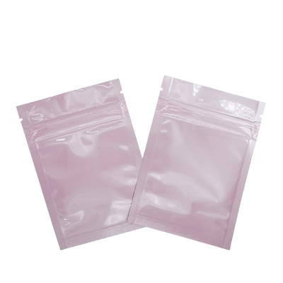 kopen Op maat gedrukte geurbestendige lichtbestendige roze platte hervergrendelbare mylarzakjes foliezak met rits voor voedsel, gezichtsmasker online manufacture