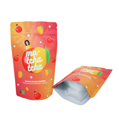 kopen Regenboog Design Elegante Matte Folie Liner Plastic Stand Up Pockets Custom Met Zip Lock Voor Matcha Mango Poeder online manufacture