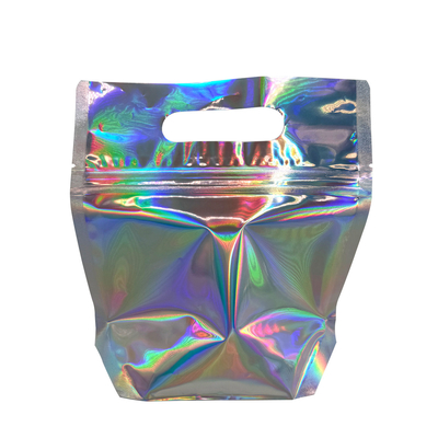 kopen Custom Mylar Holographic hervergrendelbare zakken Geurbestendige folie Ziplock zakken met hendelgat voor feest Favor voedselopslag online manufacture