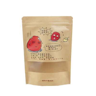 kopen Bruine stand-up zak met venster met rits voor Chinese dadels gedroogde vruchten snacks verpakking online manufacture