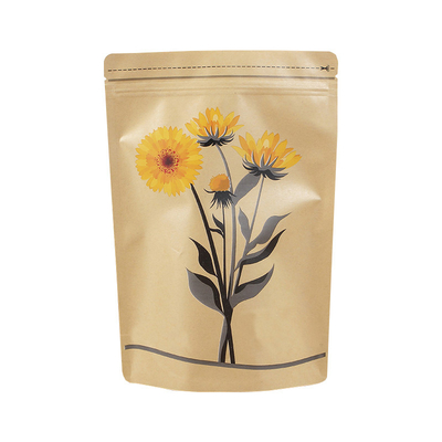 kopen Op maat gemaakte kunststof aluminiumfolie gelamineerd Stand Up Kraft Zip Lock Pouch voor droog voedsel Theebladeren Koffiebonen Verpakking online manufacture