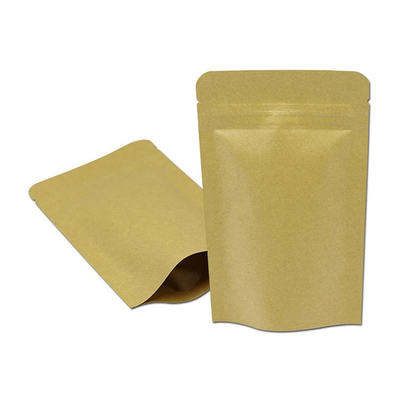 kopen Op maat gemaakte lichtbestendige aluminiumfolie gelamineerd bruin kraftpapier opstaande zakken voor theebladeren koffiebonen voedselverpakking online manufacture