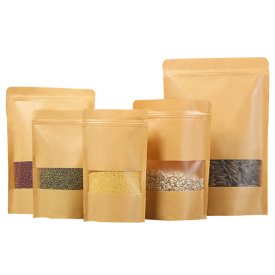 kopen In voorraad Kraft Stand Up Pockets met heropensluitbare rits Voor rijst Specerijen Bonen snoep Snacks online manufacture