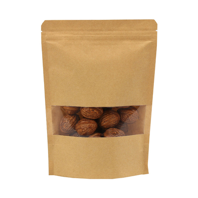 kopen 16 oz biologisch afbreekbaar PLA natuurlijke kraftstaande zakken hervergrendelbare ritszakken voor droge noten bonen online manufacture
