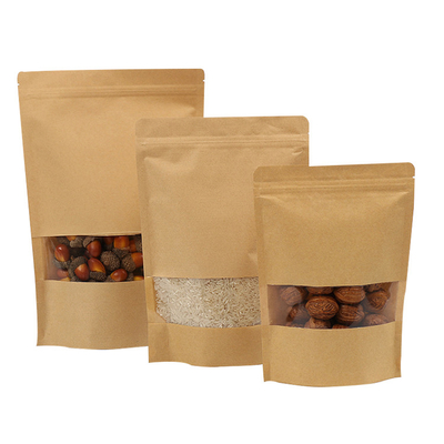 kopen Kraft PLA bio afbreekbare opstaande zakjes met helder venster en rits voor gedroogd fruit Snack granen online manufacture