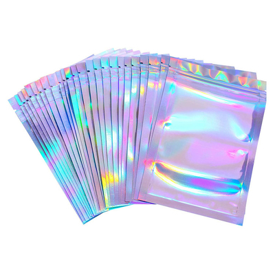 kopen 4x6 inch plat hervergrendelbaar Holografisch Ziplock Bags Mylar Pouch voor snoep, wiet, bloemen, thee, voedsel, accessoires verpakking online manufacture