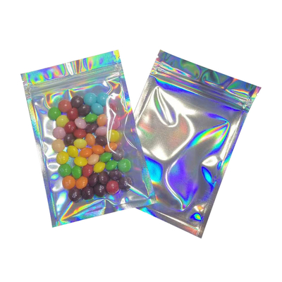 kopen 6x9 inch geurbestendige platte hervergrendelbare folie holografische Mylar Zipper zakken voor feest Favor voedsel opslag voedsel verpakking online manufacture