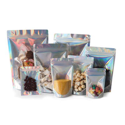 kopen 4.7x7.9 inch hervergrendelbare Mylar Holographic Ziplock Foil Stand Up Pouches voor Candy Coffee Food Packaging online manufacture
