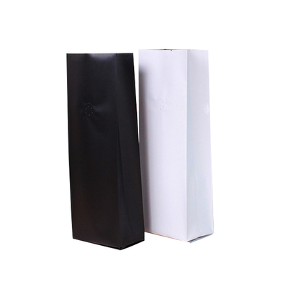 kopen Side Gusset Back Seal Vier Side Seal Folie Gelijnd Flat Bottom Koffiebogen 0,5lb 1lb 2lb Wit Zwart met ontgasventiel online manufacture
