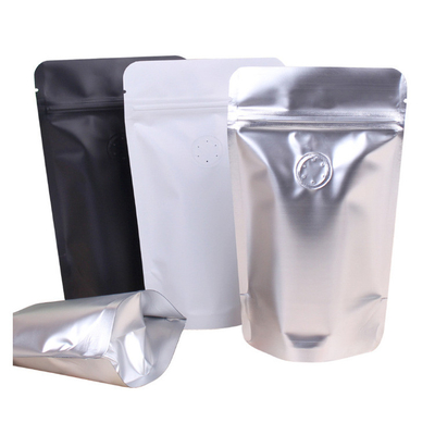 kopen 8oz 0,5 lb Aluminium Wit Zwarte Koffiebogen met ontgasventiel Stand Up met hervergrendelbare rits slot online manufacture