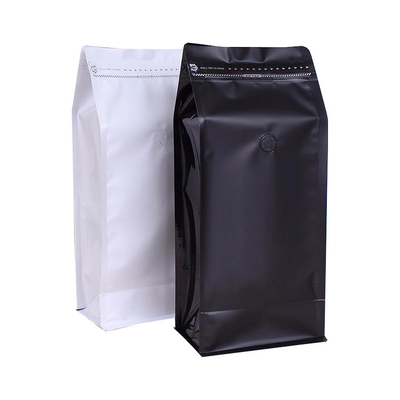 kopen 1lb Wit Zwart Hoge Barrière Vlakbodem Koffiezak Aluminiumfolie Met Valve Hervergrendelbare Zijsluiting online manufacture