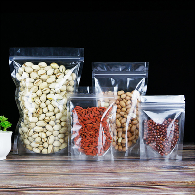 kopen 4x6 inch vochtbestendige plastic transparante heldere stand-up zak met rits voor gedroogd fruit, snoep, koekjes voedsel verpakking online manufacture