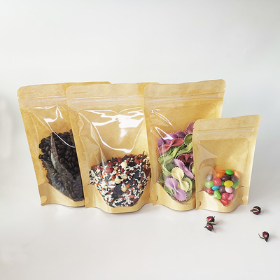 kopen Duidelijke voor-achterste stand-up kraft papier ziplock zakken 150 micron helder stand-up zakjes online manufacture