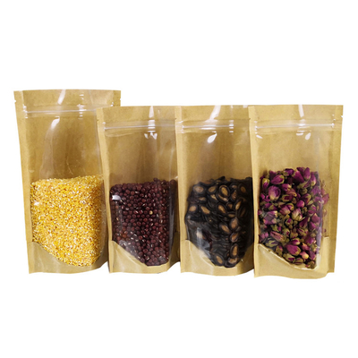 kopen Vochtbestendig digitaal printen Zipper Kraft papier Stand Up pouch voor droog voedsel Snacks Candy bean verpakking online manufacture