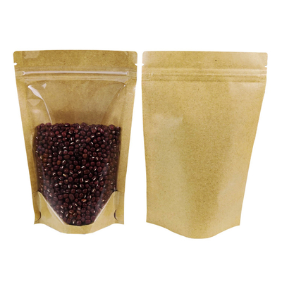 kopen Gelamineerd Gusset Bruin Kraft Papier Stand Up Pouch Met Zipper Sluiting Voor voedselbonen Verpakking online manufacture