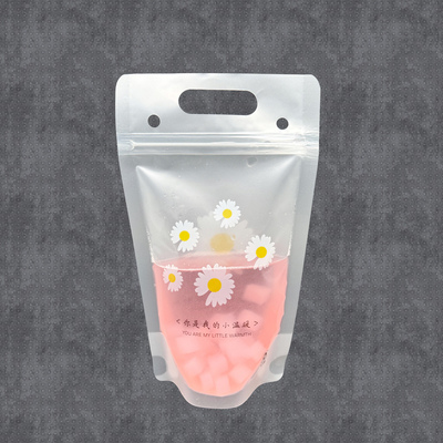 Daisy Flower Design Stand Up Juice Bags Zipper Smoothie Bags Voor volwassenen Warme en koude dranken Liquor met rieten