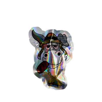 Bull Shape Die Cutting hervergrendelbare platte ritszak voor kruidenbloem snoepverpakking