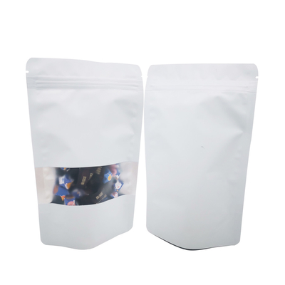 Plain witte matte oppervlak herbruikbare stand-up Mylar zakken voor voedselopslag verpakkingen met heropensluitbare ziplock en venster