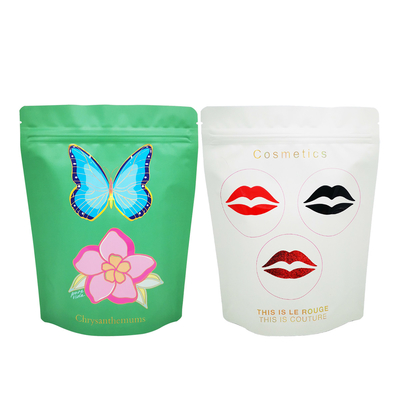 Luxe design Glanzige spoot UV gedrukte aangepaste hervergrendelbare zakken met rits voor cosmetische verpakkingen