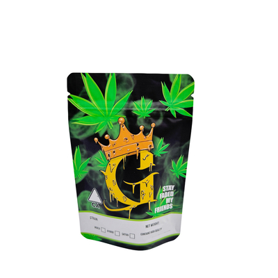 Custom Candy Mylar Ziplock Stand Up Bags opslag voedsel 3,5 g opnieuw sluitbaar