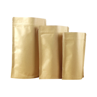 Aluminiumfolie gelamineerd Bruin Kraft Stand Up Pouch met rits