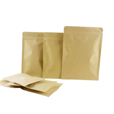 Aluminiumfolie bekleed warmteverzegelbaar kraftpapier platte rits zak voor koffiebonen Theebladeren Snacks Voedselverpakking