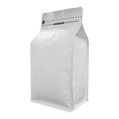 Aluminiumfolie Liner Mat Wit 8 oz Koffiebogen Met Klep Vierkante Onderkant Zipper Trekband