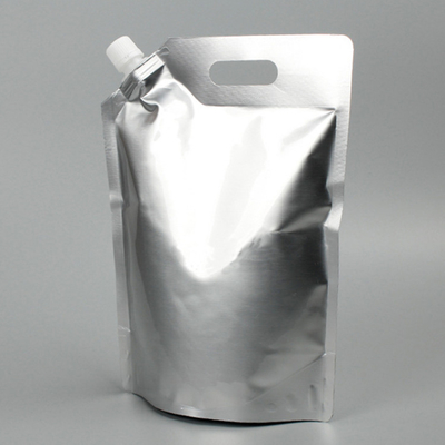 Aanpasbare handvat top aluminium folie Stand Up pouch zak met slang en deksel voor vloeibare dranken verpakking